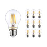 Mehrfachpackung 10x Noxion Lucent Fadenlampe LED E27 Birne Klar 7W 806lm - 827 Extra Warmweiß | Ersatz für 60W
