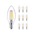 Mehrfachpackung 10x Philips MASTER Value LED Kerze E14 Fadenlampe Klar 3.4W 470lm - 927 Extra Warmweiß | Höchste Farbwiedergabe - Dimmbar - Ersatz für 25W
